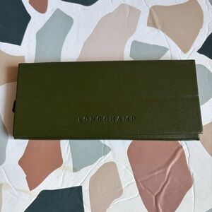 Longchamp Semi-Hard Shell Folding Magnetic Eyeglasses Case Olive Green EUC